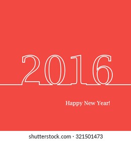 creative happy new year 2016 design. Flat design. Pink red white. Vector illustration eps10 with 2016 number and happy new year text.