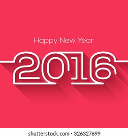 Creative happy new year 2016 design. Flat design. Happy new year 2016 creative greeting card design in flat style with long shadow.