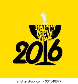 creative happy new year 2016 concept with glass