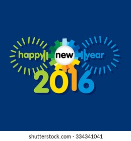 creative happy new year 2016 concept with gear idea 