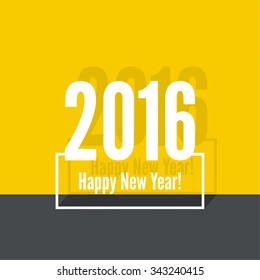 creative happy new year 2016 design. Flat design with shadow. Outline. 