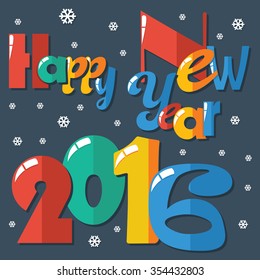 Creative happy new year 2016 design. Vector illustration.