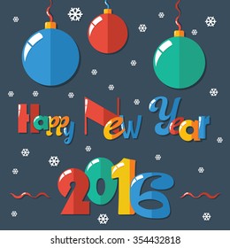 Creative happy new year 2016 design. Vector illustration.