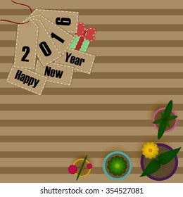 Creative happy new year 2016 design on wood background