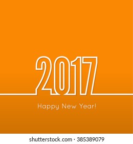 creative happy new year 2017 design. Flat design. Outline