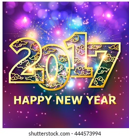 Creative happy new year 2017 design / 2017 New Year greeting card.