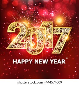 Creative happy new year 2017 design / 2017 New Year greeting card.