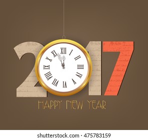 Creative happy new year 2017 clock design