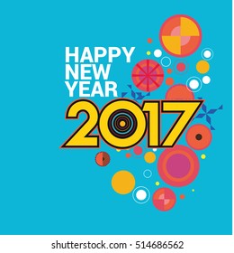 Creative Happy New Year 2017 greeting card design. Vector typography and lettering