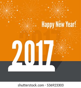 creative happy new year 2017 with bursts of multicolored fireworks. 