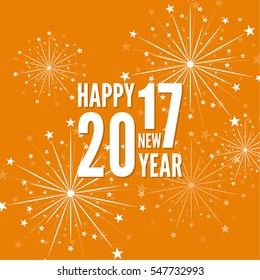 creative happy new year 2017 with bursts of multicolored fireworks.