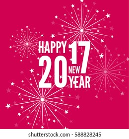 creative happy new year 2017 with bursts of multicolored fireworks.