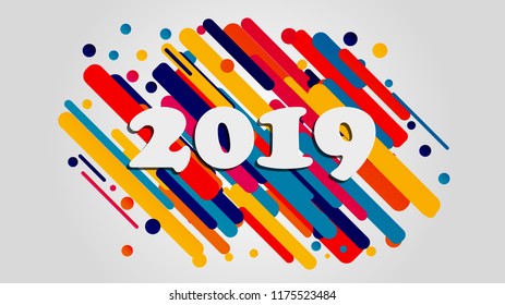 Creative happy new year 2018 design card on modern background. Vector illustration.