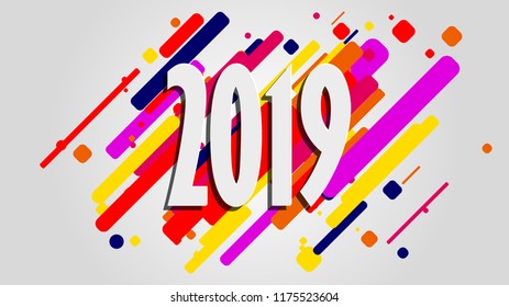 Creative happy new year 2018 design card on modern background. Vector illustration.