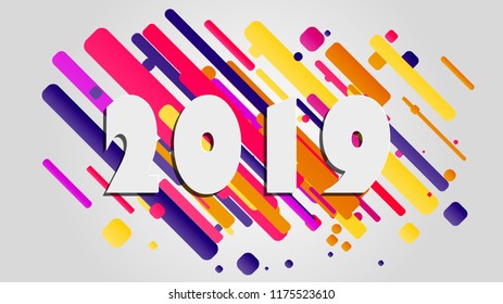 Creative happy new year 2018 design card on modern background. Vector illustration.