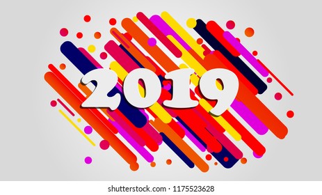 Creative happy new year 2018 design card on modern background. Vector illustration.