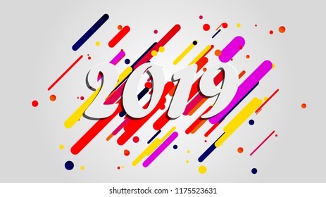Creative happy new year 2018 design card on modern background. Vector illustration.