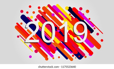 Creative happy new year 2018 design card on modern background. Vector illustration.