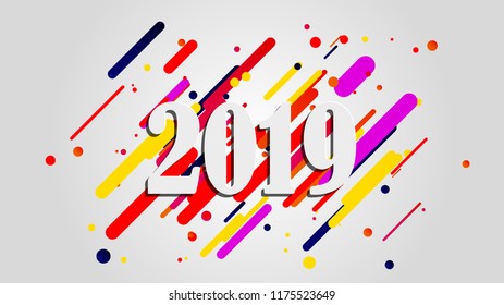 Creative happy new year 2018 design card on modern background. Vector illustration.