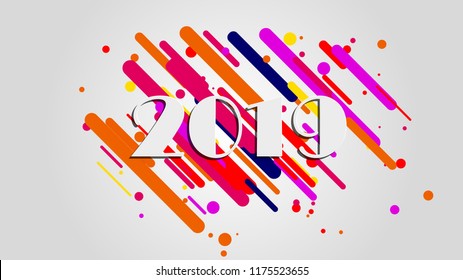 Creative happy new year 2018 design card on modern background. Vector illustration.