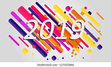 Creative happy new year 2018 design card on modern background. Vector illustration.