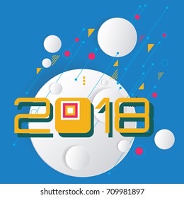 Creative Happy new year 2018 greeting card design. Vector typography and lettering