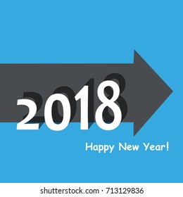 Creative happy new year 2018 design. Flat design with shadow. Outline. Vector