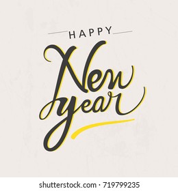 Creative Happy New Year 2018 hand-lettering stylish text on elegant background. Handmade vector calligraphy collection banner, header , greeting card template