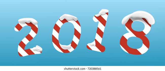 Creative happy new year 2018 digits.White and red Lollipop digits Vector illustration.