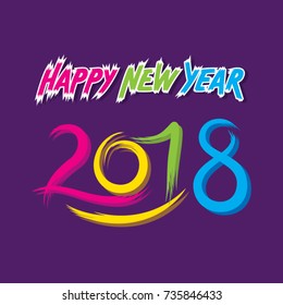 creative happy new year 2018 poster design using brush
