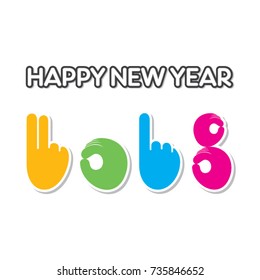creative happy new year 2018 poster, 2018 written by hand and finger