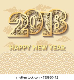 Creative happy new year 2018 design / 2018 New Year greeting card.