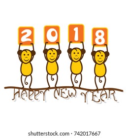 creative happy new year 2018 poster design, money hold number banner