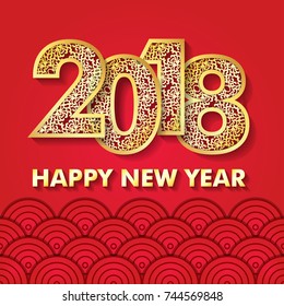 Creative happy new year 2018 design / 2018 New Year greeting card.