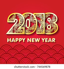 Creative happy new year 2018 design / 2018 New Year greeting card.