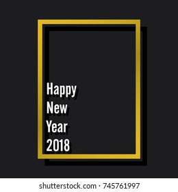 creative happy new year 2018 poster design by golden frame