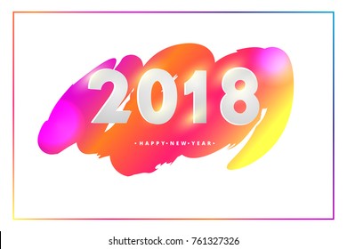 Creative happy new year 2018 design card on modern background. Vector.