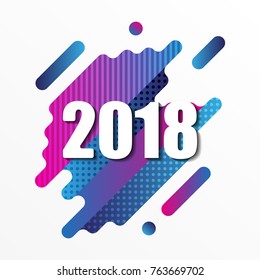 Creative happy new year 2018 design card on modern background. Vector illustration.