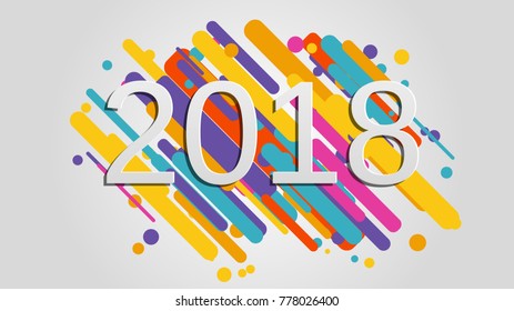 Creative happy new year 2018 design card on modern background. Vector illustration.
