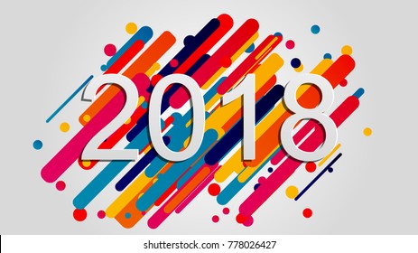 Creative happy new year 2018 design card on modern background. Vector illustration.