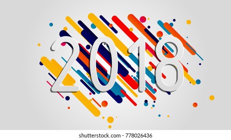 Creative happy new year 2018 design card on modern background. Vector illustration.