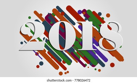 Creative happy new year 2018 design card on modern background. Vector illustration.
