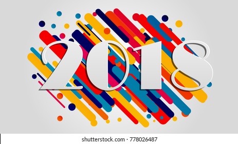 Creative happy new year 2018 design card on modern background. Vector illustration.