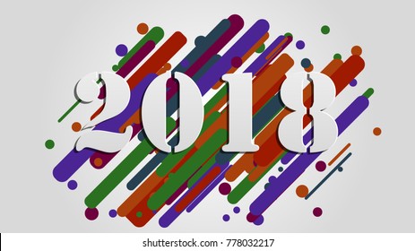 Creative happy new year 2018 design card on modern background