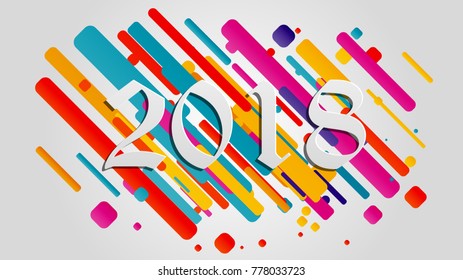 Creative happy new year 2018 design card on modern background