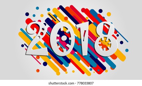 Creative happy new year 2018 design card on modern background