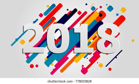 Creative happy new year 2018 design card on modern background