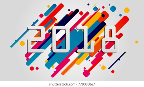 Creative happy new year 2018 design card on modern background