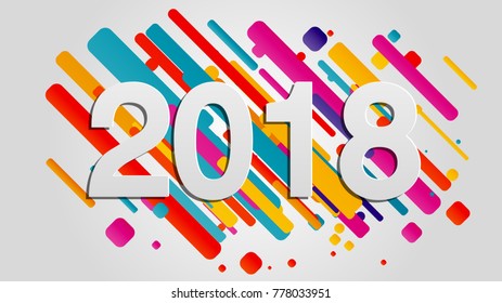 Creative happy new year 2018 design card on modern background