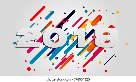 Creative happy new year 2018 design card on modern background